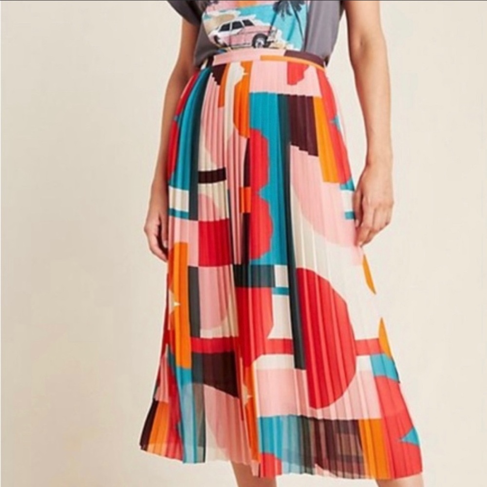 Maeve by Anthropologie Geometric Pleated Skirt